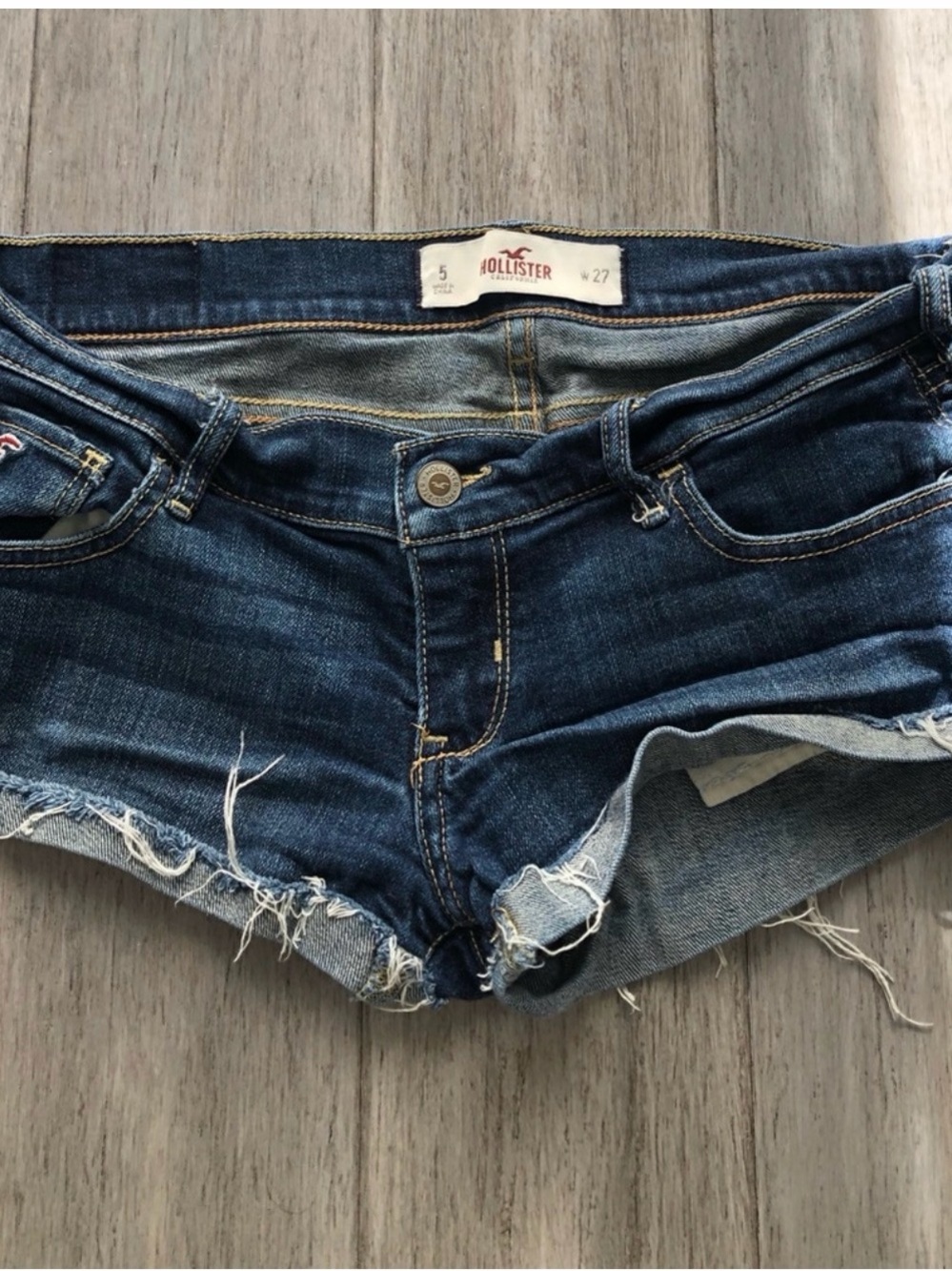 Hollister Dark Blue Distressed Denim Cutoff Shorts